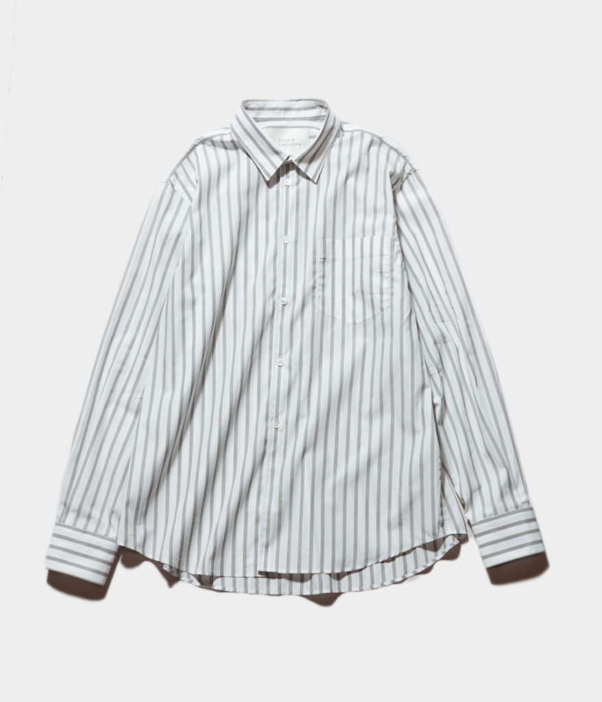 Studio Nicholson スタジオニコルソン SAKURA Stripe Piumino Shirting-Oversized Point Collar Shirt ストライプシャツ