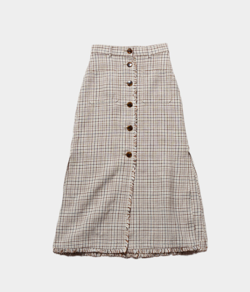 PHEENY フィーニー 19SS Linen check long skirt リネンチェックロングスカート
