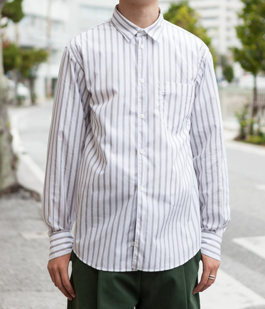 Studio Nicholson スタジオニコルソン SAKURA Stripe Piumino Shirting-Oversized Point Collar Shirt ストライプシャツ