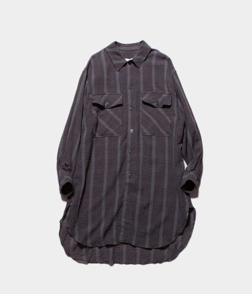unfil アンフィル 20SS cotton & linen-georgette oversized shirt