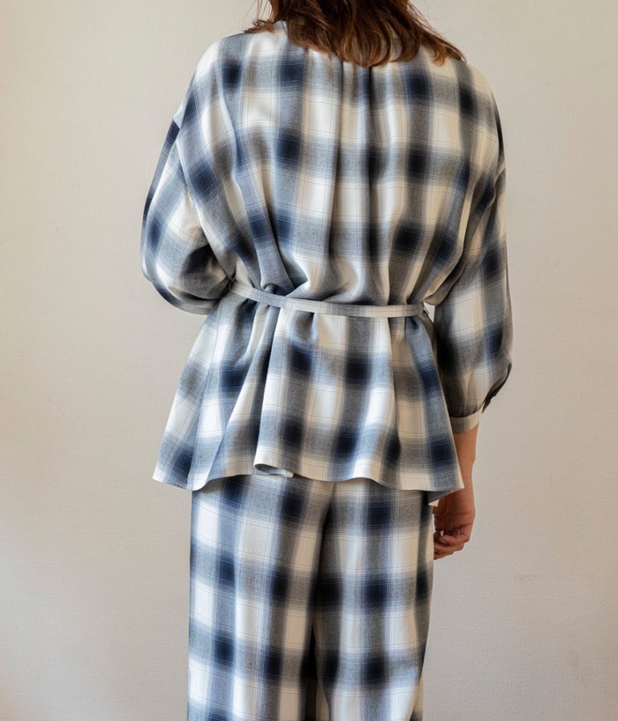 PHEENY フィーニー Rayon ombre check cache-coeur shirt レーヨンオンブレチェックカシュクールシャツ
